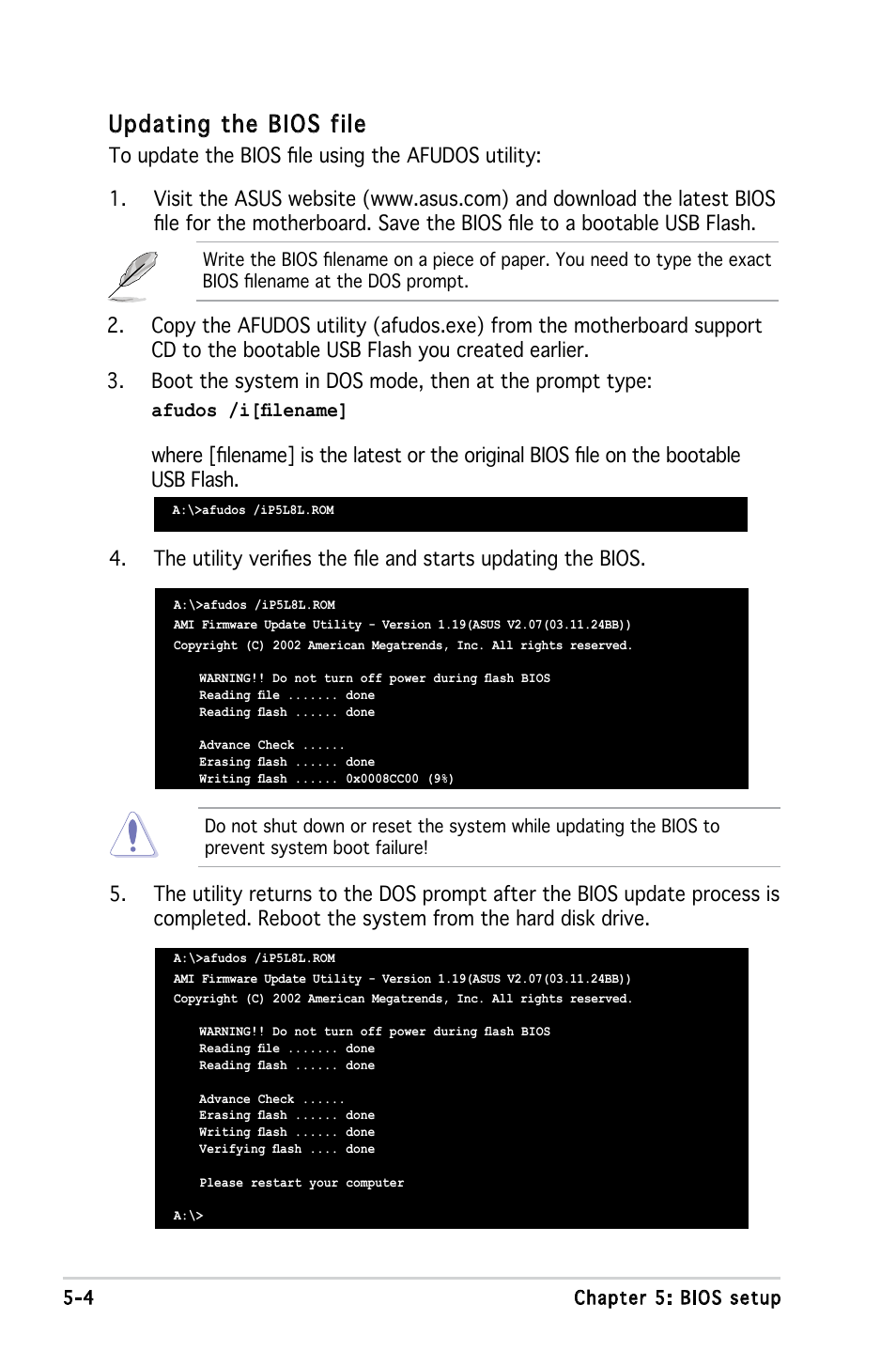 Updating the bios file | Asus P1-P5945G User Manual | Page 59 / 92