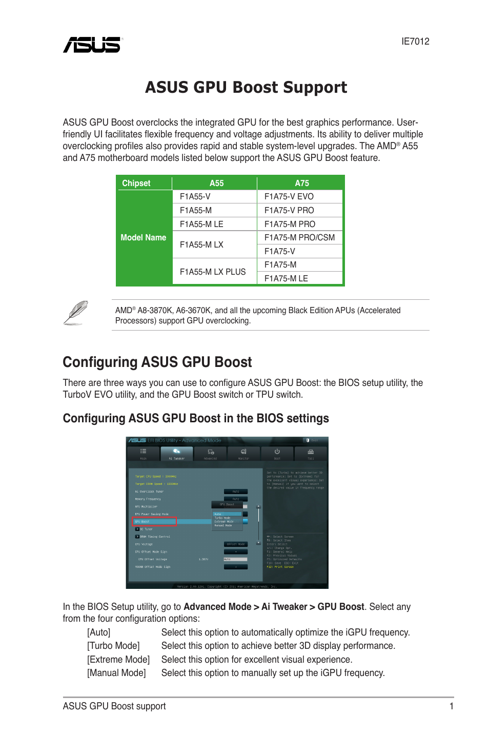 Asus F1A75-V PRO User Manual | 4 pages