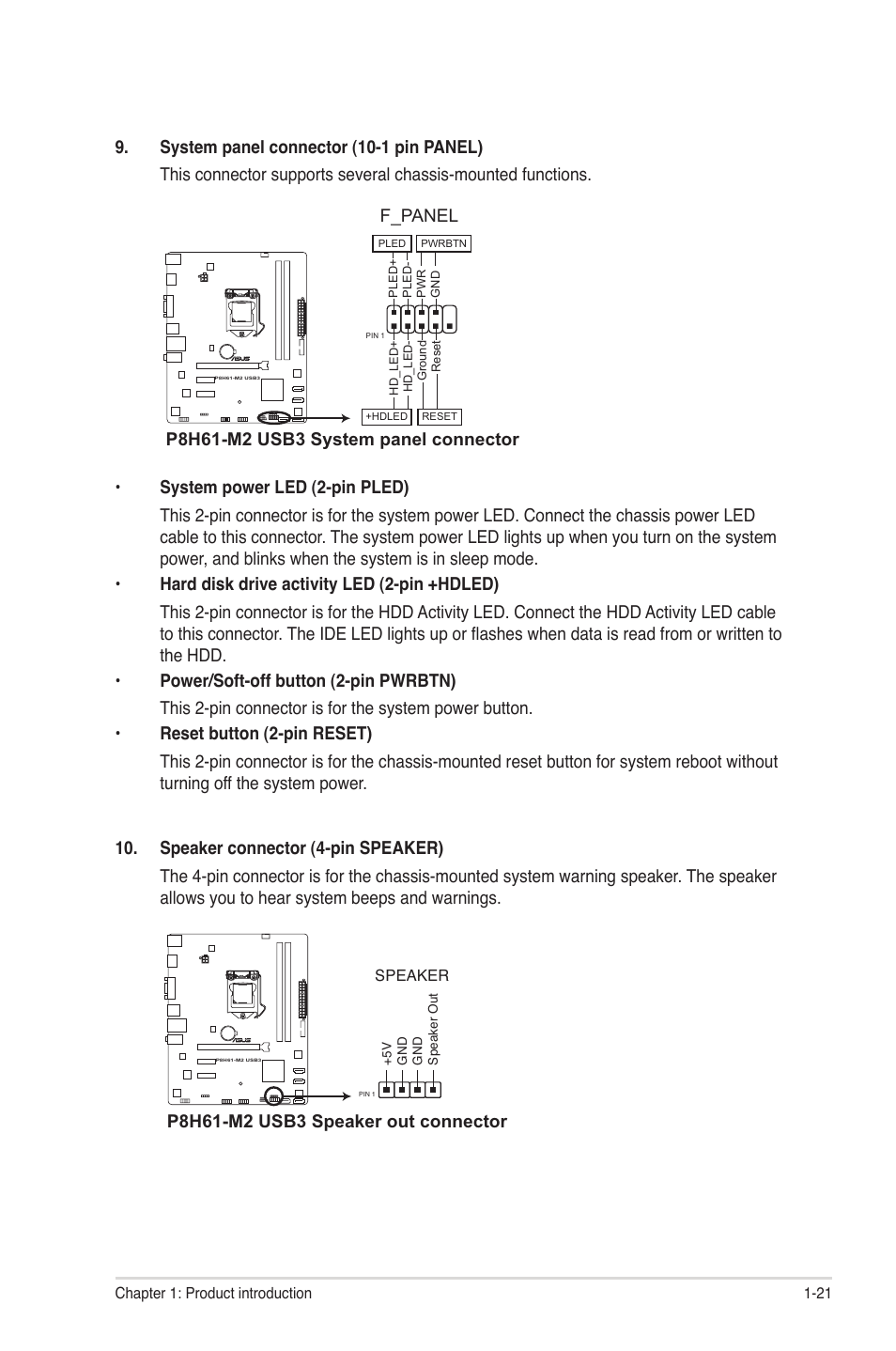 F_panel | Asus P8H61-M2 USB3 User Manual | Page 31 / 62