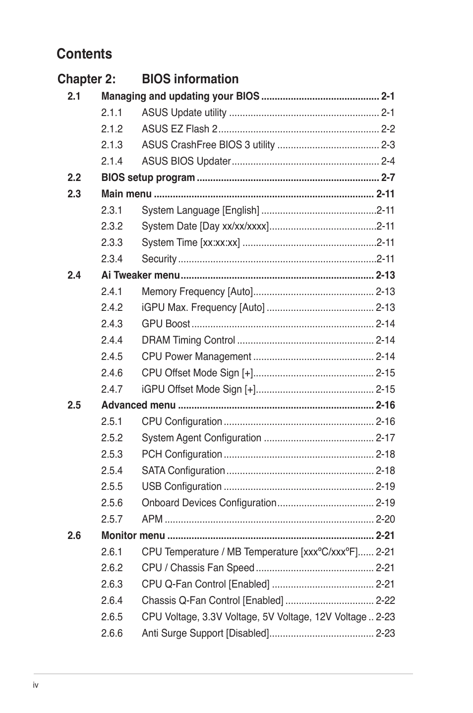 Asus P8H61-M2 USB3 User Manual | Page 4 / 62