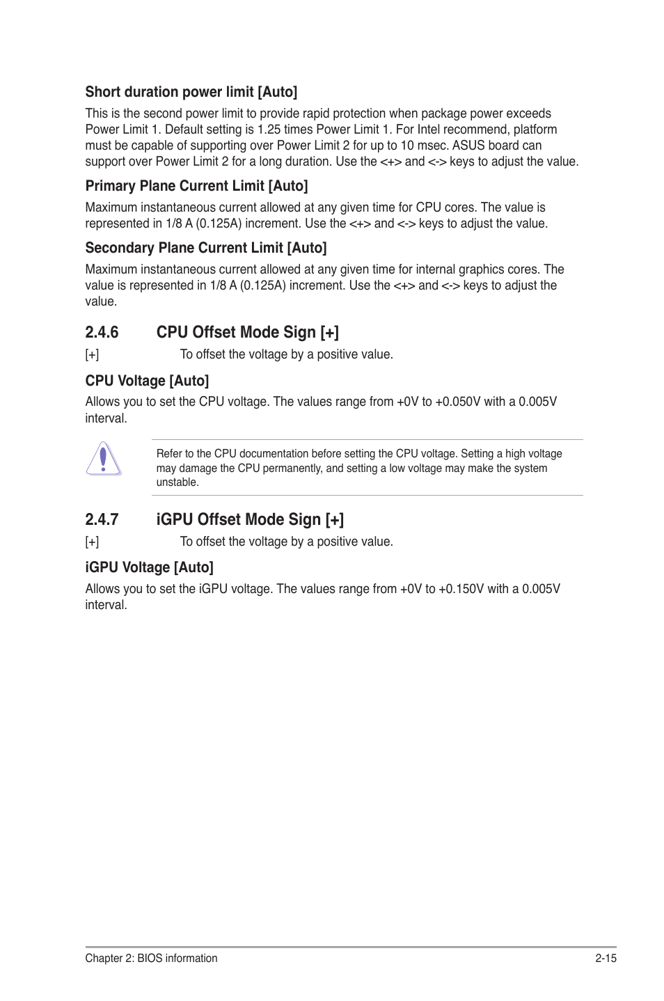 6 cpu offset mode sign, 7 igpu offset mode sign, Cpu offset mode sign [+] -15 | Igpu offset mode sign [+] -15 | Asus P8H61-M2 USB3 User Manual | Page 47 / 62