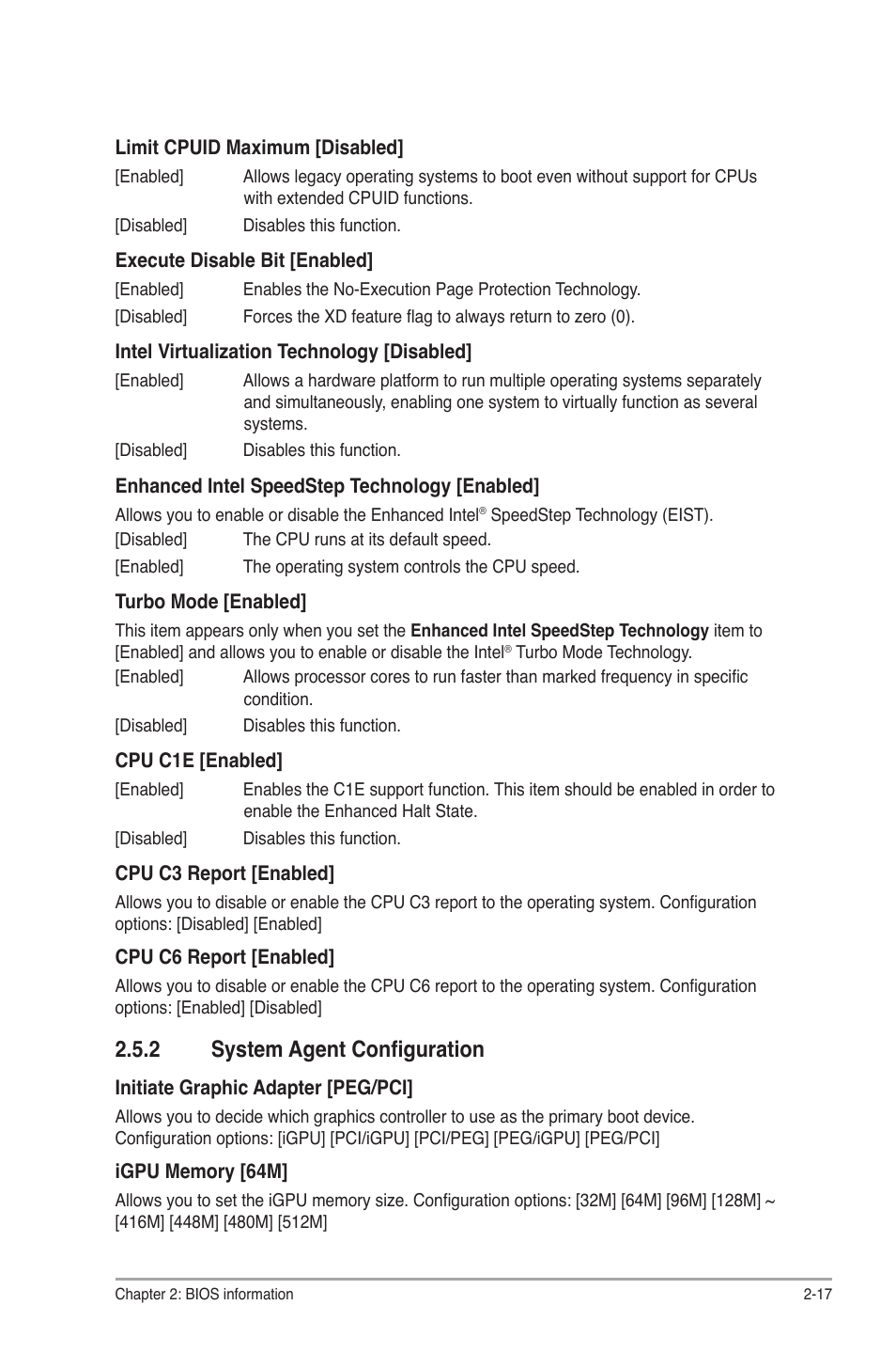 2 system agent configuration, System agent configuration -17 | Asus P8H61-M2 USB3 User Manual | Page 49 / 62