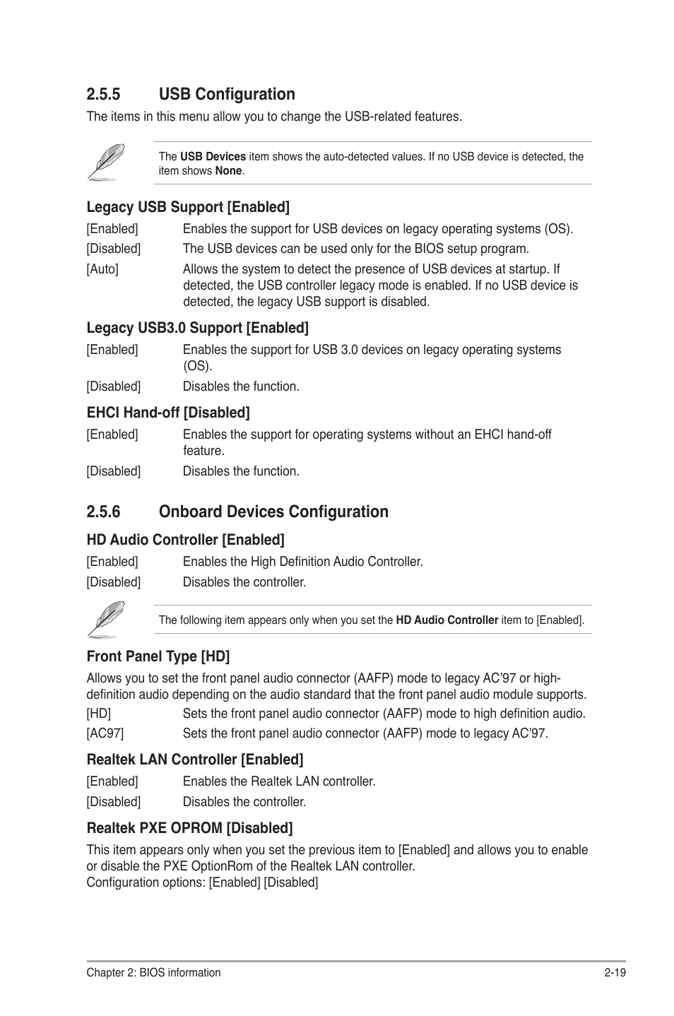 5 usb configuration, 6 onboard devices configuration, Usb configuration -19 | Onboard devices configuration -19 | Asus P8H61-M2 USB3 User Manual | Page 51 / 62