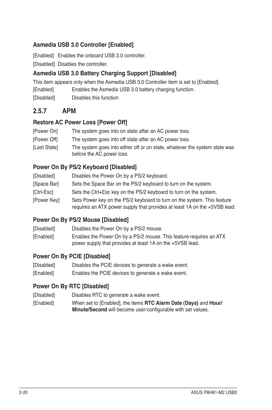 7 apm, Apm -20 | Asus P8H61-M2 USB3 User Manual | Page 52 / 62