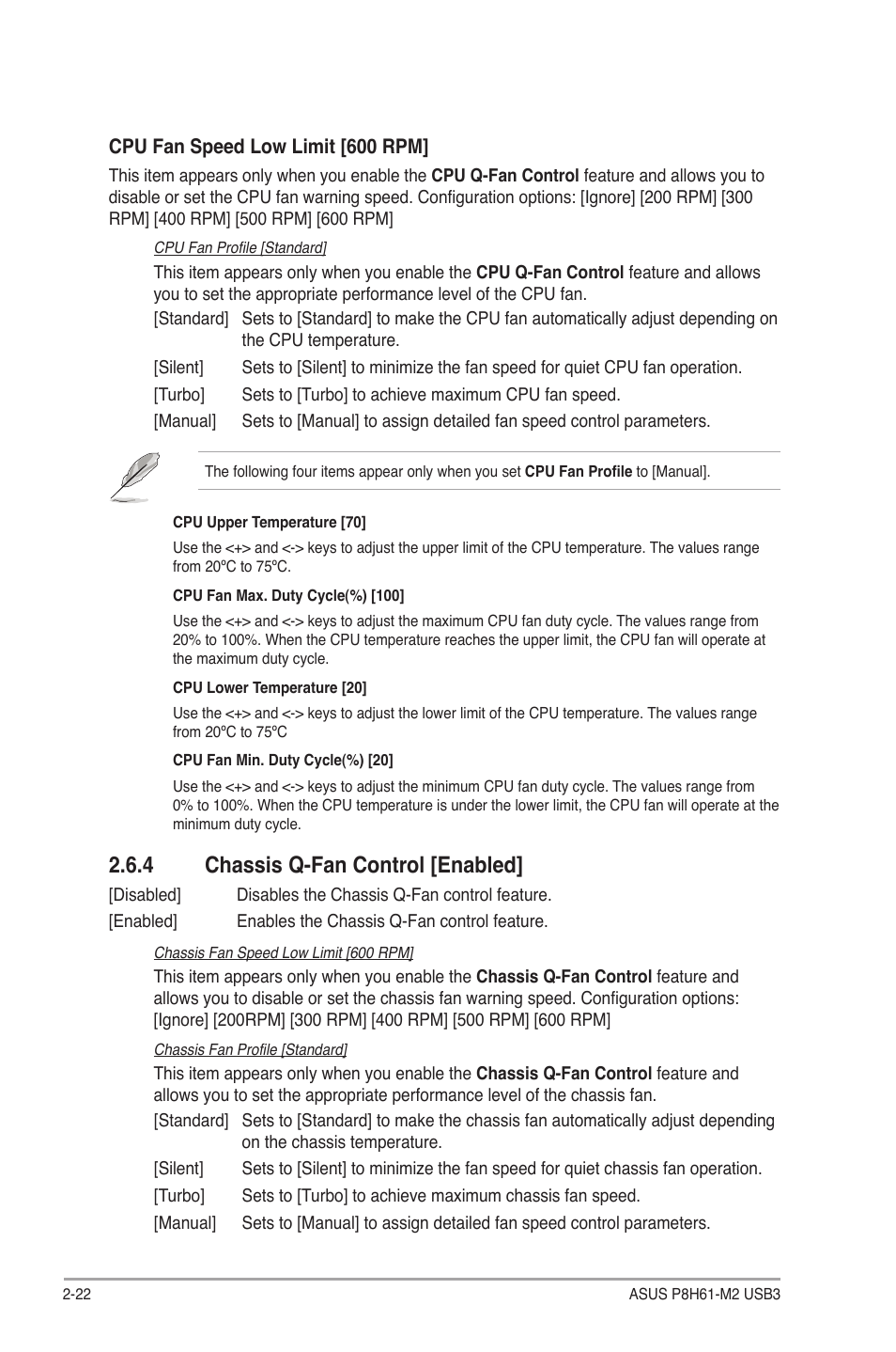 4 chassis q-fan control [enabled, Chassis q-fan control [enabled] -22 | Asus P8H61-M2 USB3 User Manual | Page 54 / 62