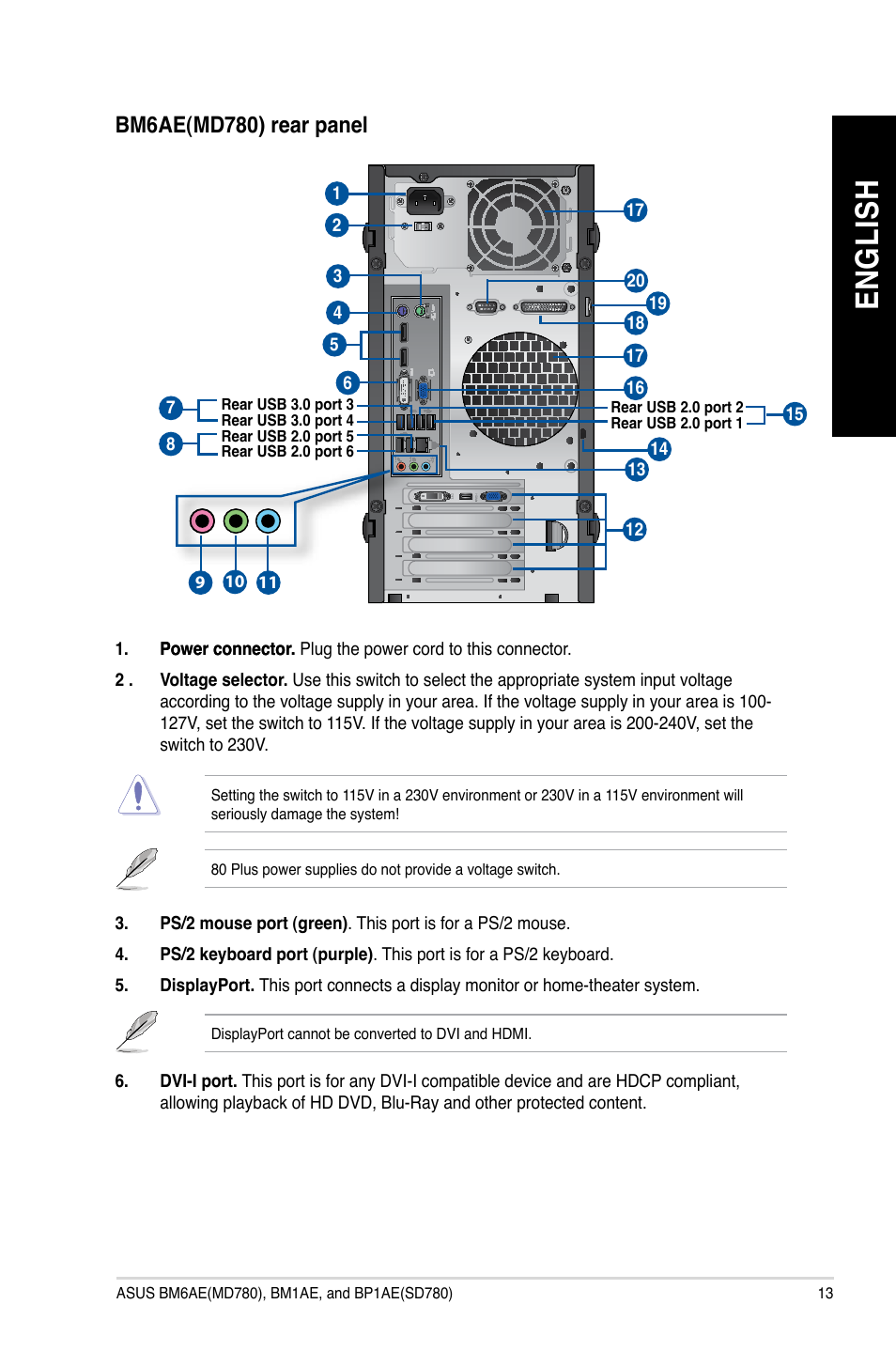 En gl is h en gl is h | Asus BP1AE User Manual | Page 13 / 100