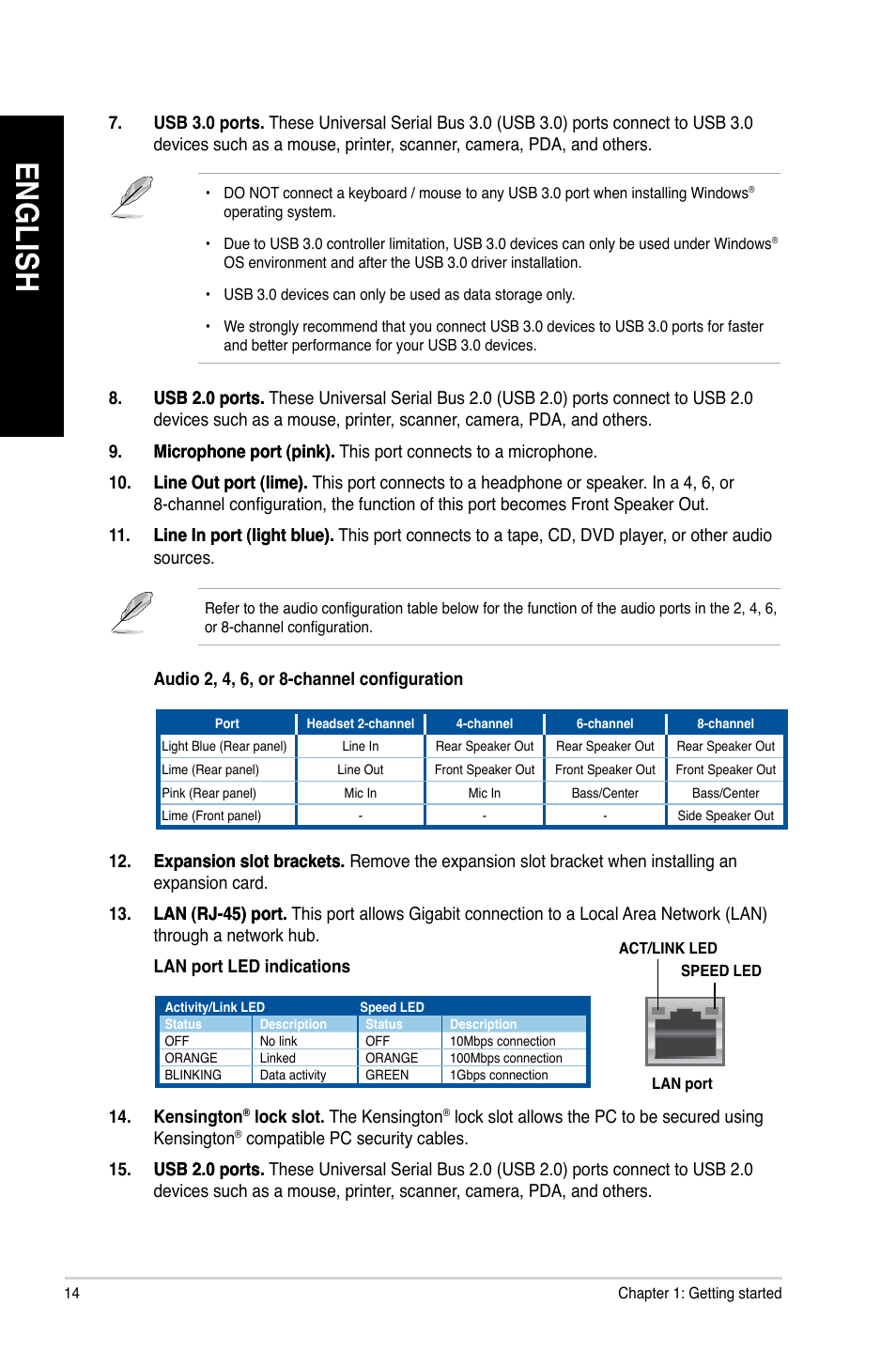 En gl is h en gl is h en gl is h en gl is h | Asus BP1AE User Manual | Page 14 / 100