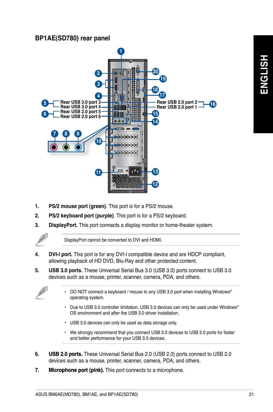 En gl is h en gl is h | Asus BP1AE User Manual | Page 21 / 100