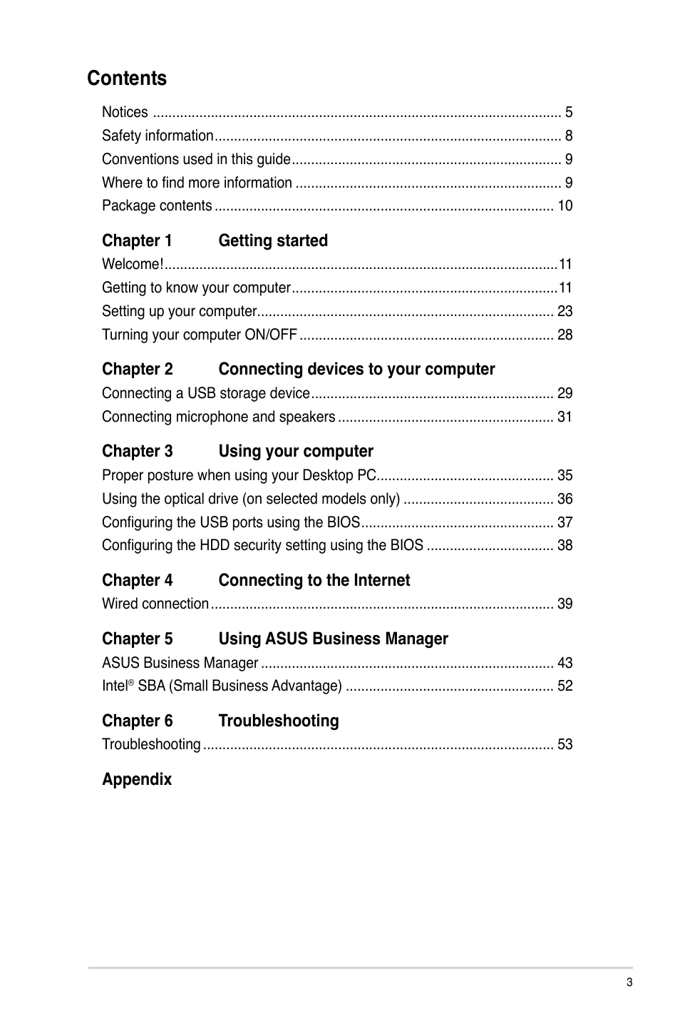 Asus BP1AE User Manual | Page 3 / 100