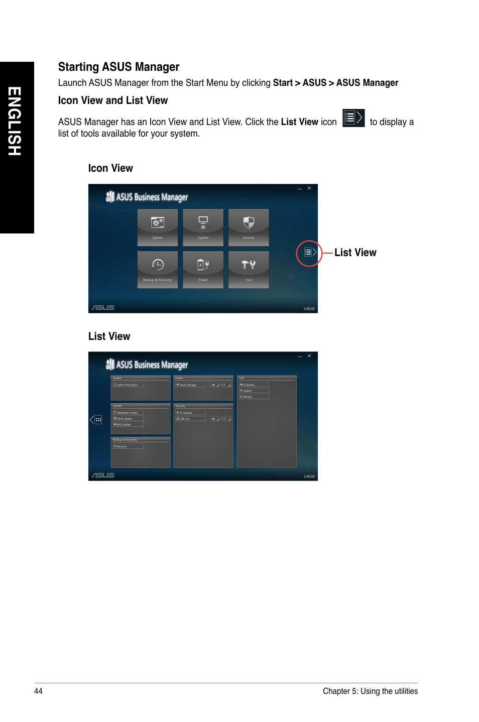 En gl is h en gl is h en gl is h en gl is h | Asus BP1AE User Manual | Page 44 / 100