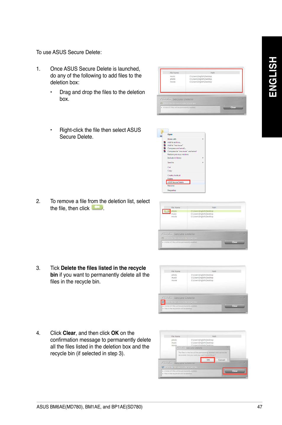 En gl is h en gl is h | Asus BP1AE User Manual | Page 47 / 100