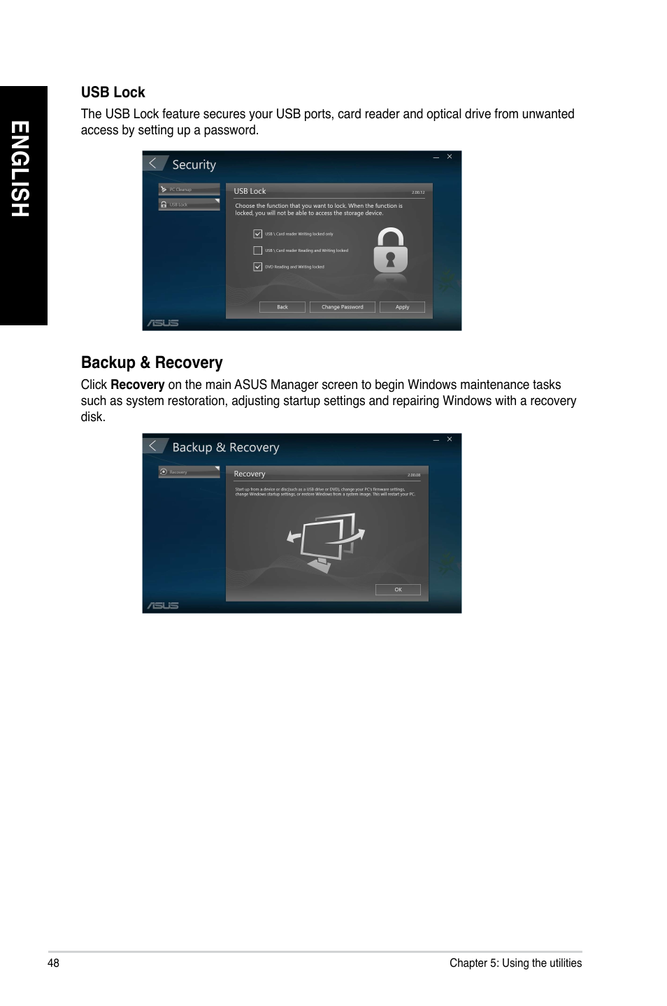 En gl is h en gl is h en gl is h en gl is h | Asus BP1AE User Manual | Page 48 / 100