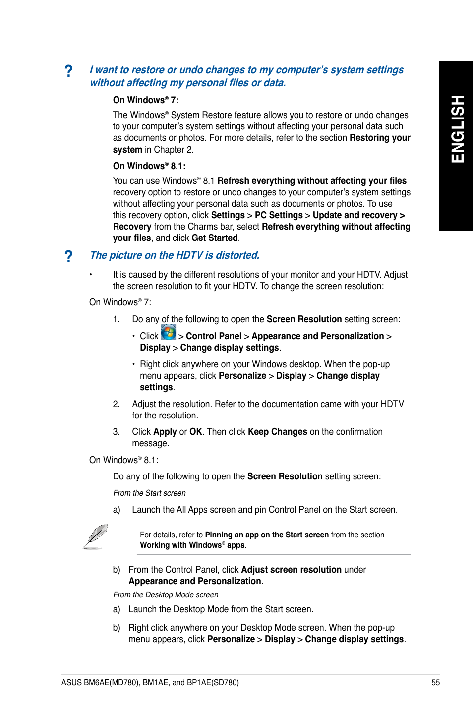 En gl is h en gl is h | Asus BP1AE User Manual | Page 55 / 100