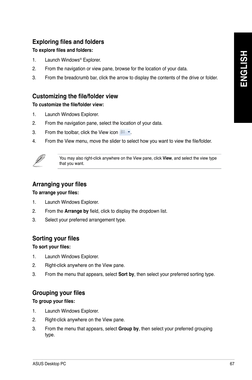 En gl is h en gl is h | Asus BP1AE User Manual | Page 67 / 100