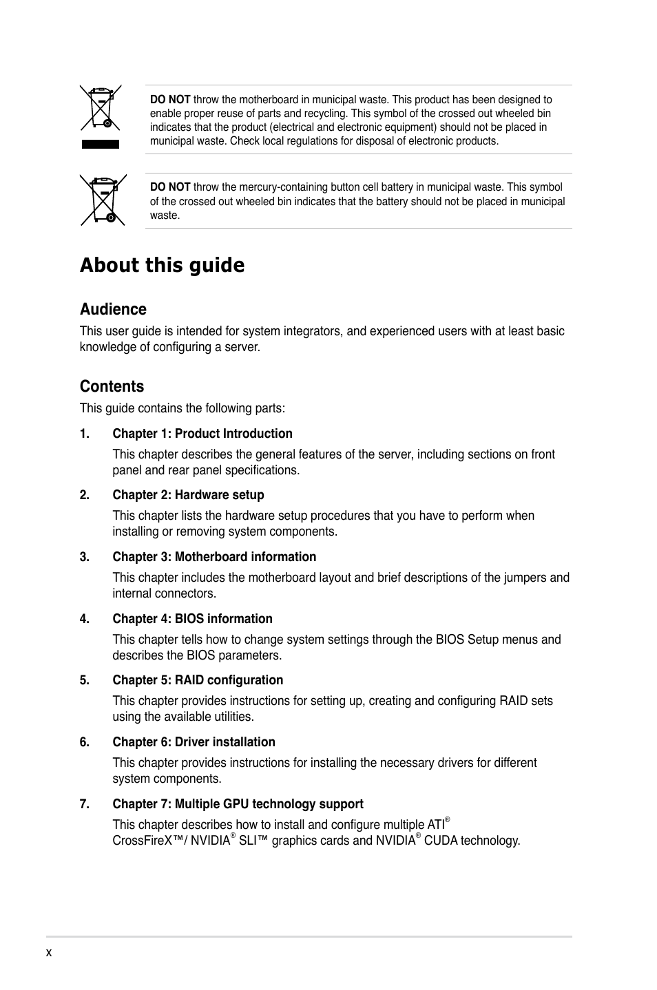 Asus ESC2000 G2 User Manual | Page 10 / 226