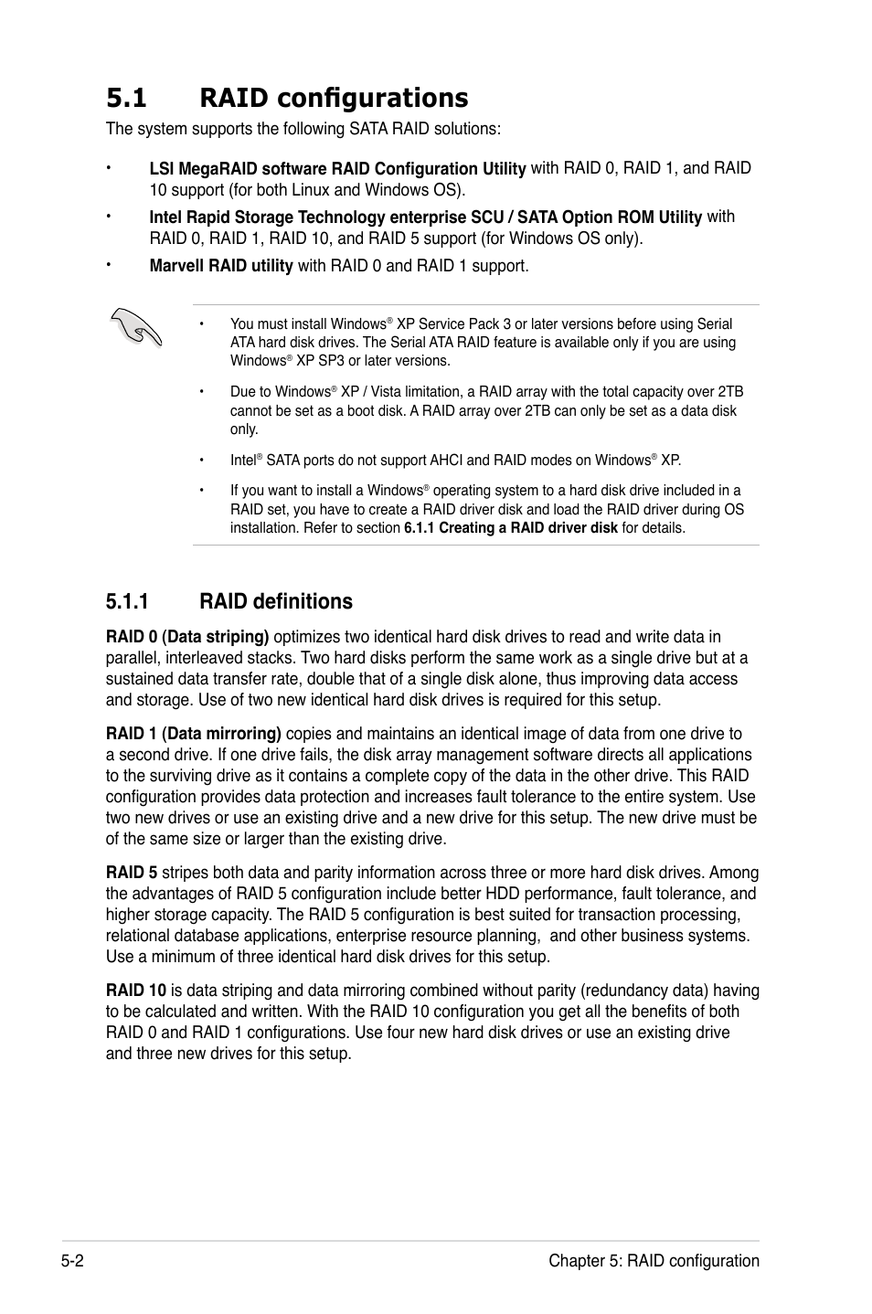 1 raid configurations, 1 raid definitions, Raid configurations -2 | Raid definitions -2 | Asus ESC2000 G2 User Manual | Page 132 / 226