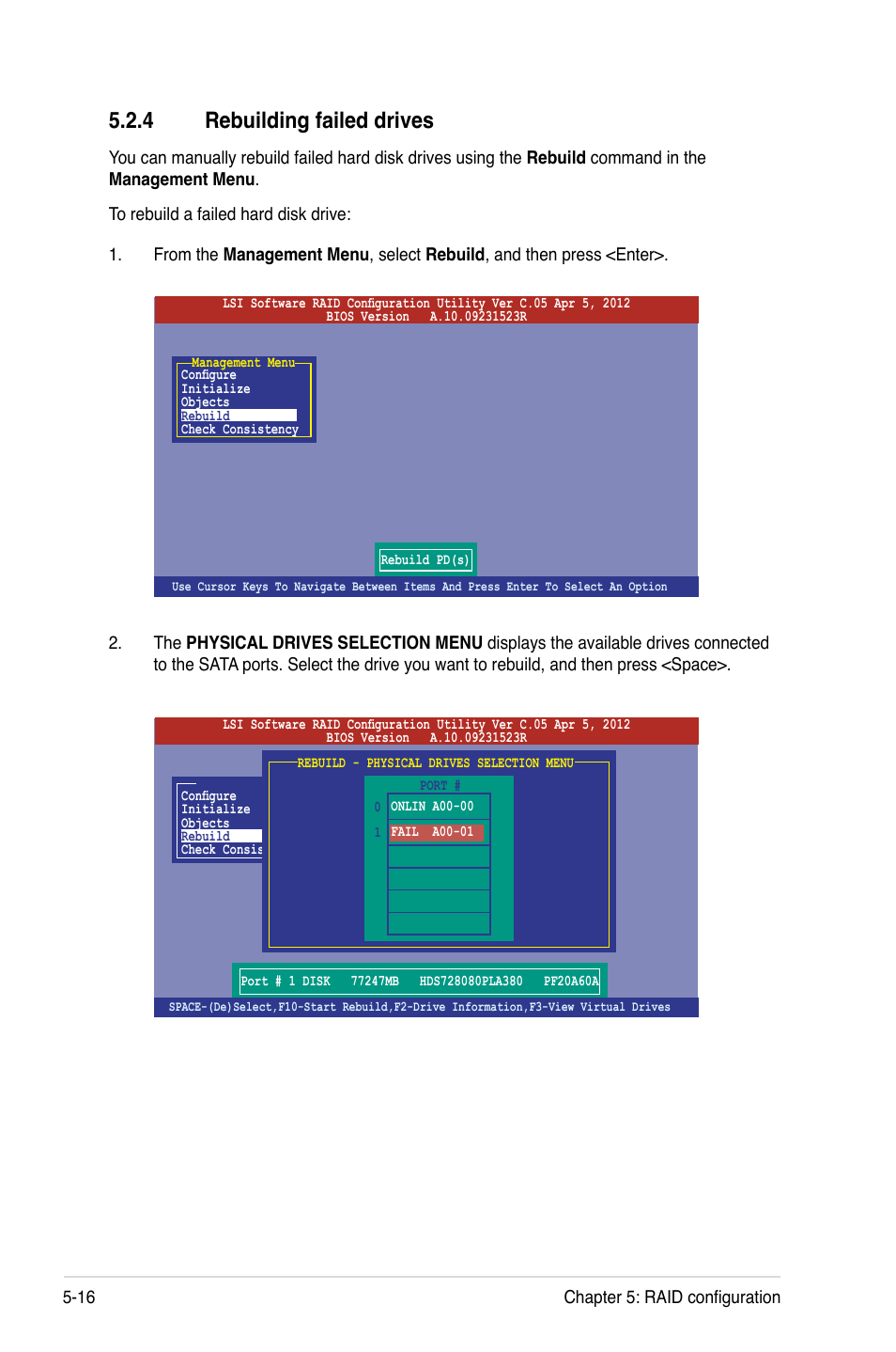 4 rebuilding failed drives, Rebuilding failed drives -16 | Asus ESC2000 G2 User Manual | Page 146 / 226