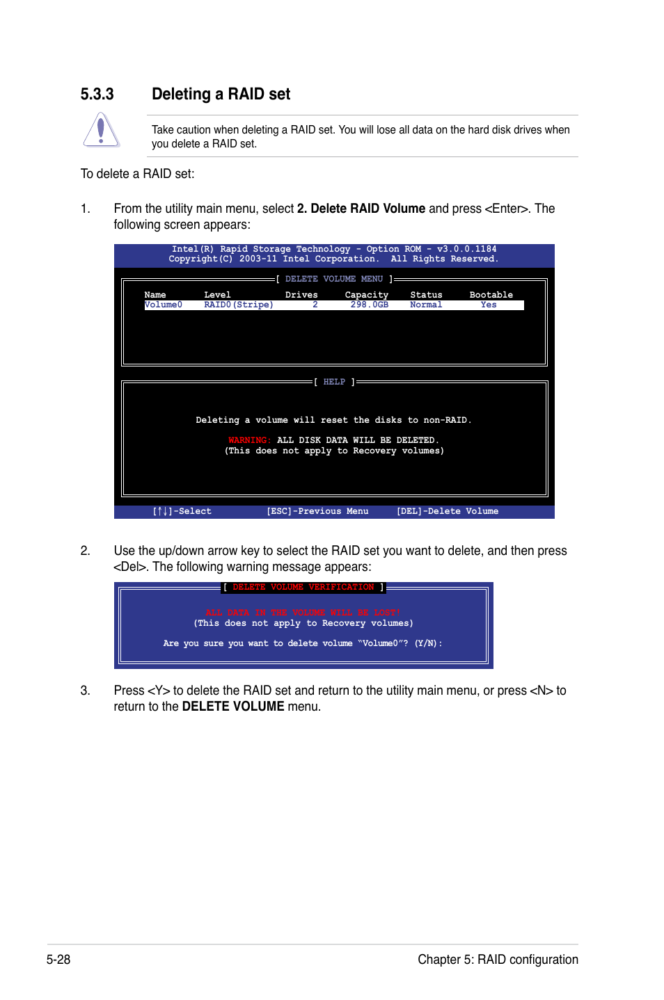 3 deleting a raid set, Deleting a raid set -28 | Asus ESC2000 G2 User Manual | Page 158 / 226