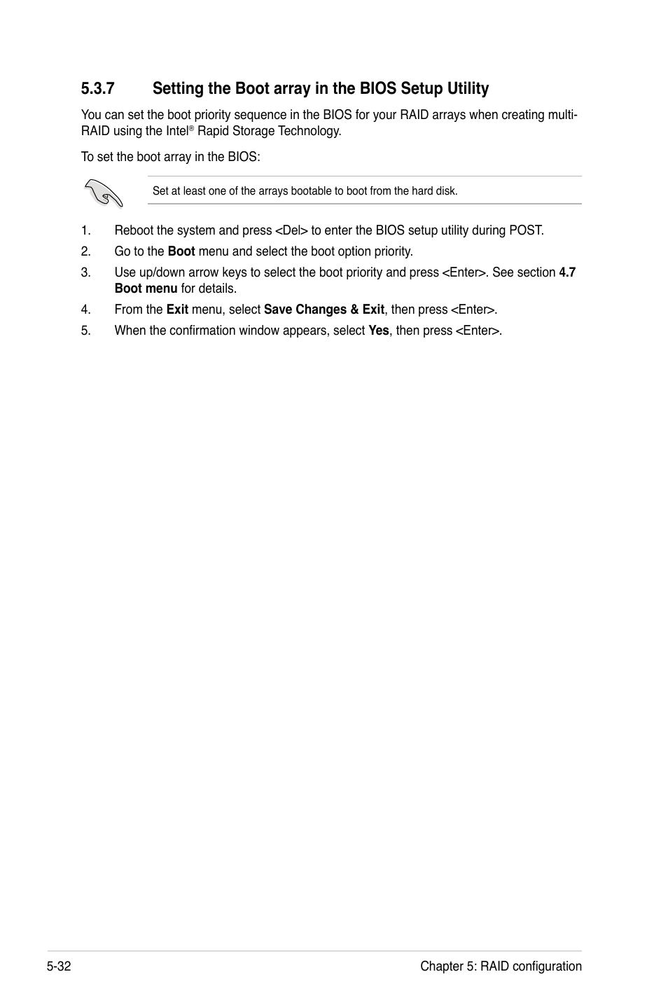 7 setting the boot array in the bios setup utility | Asus ESC2000 G2 User Manual | Page 162 / 226