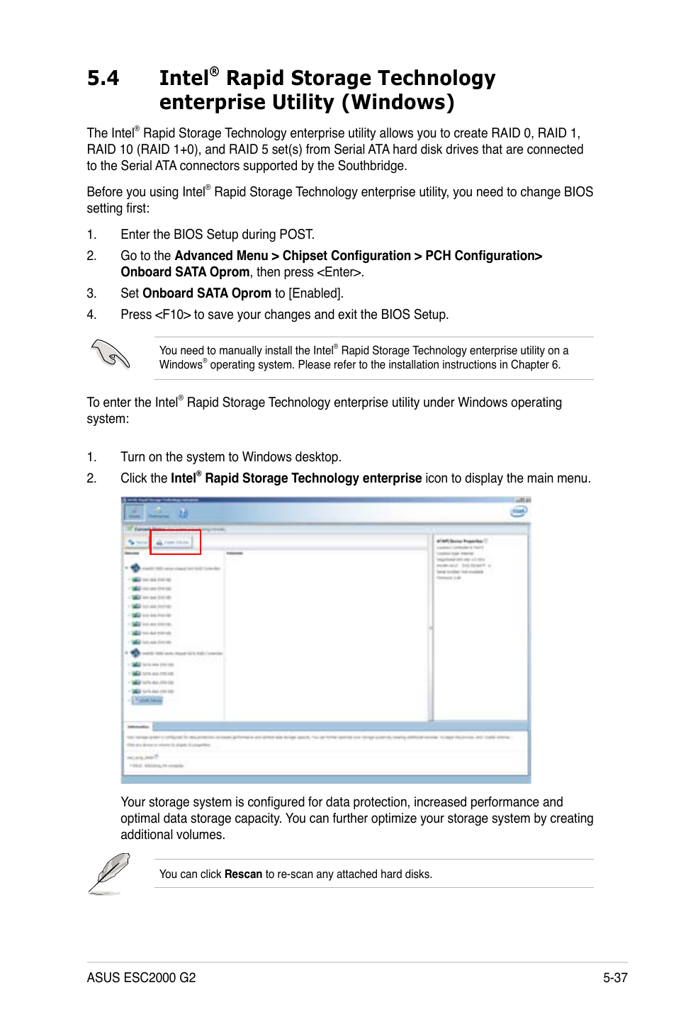 Intel, Rapid storage technology enterprise utility, Windows) -37 | 4 intel | Asus ESC2000 G2 User Manual | Page 167 / 226