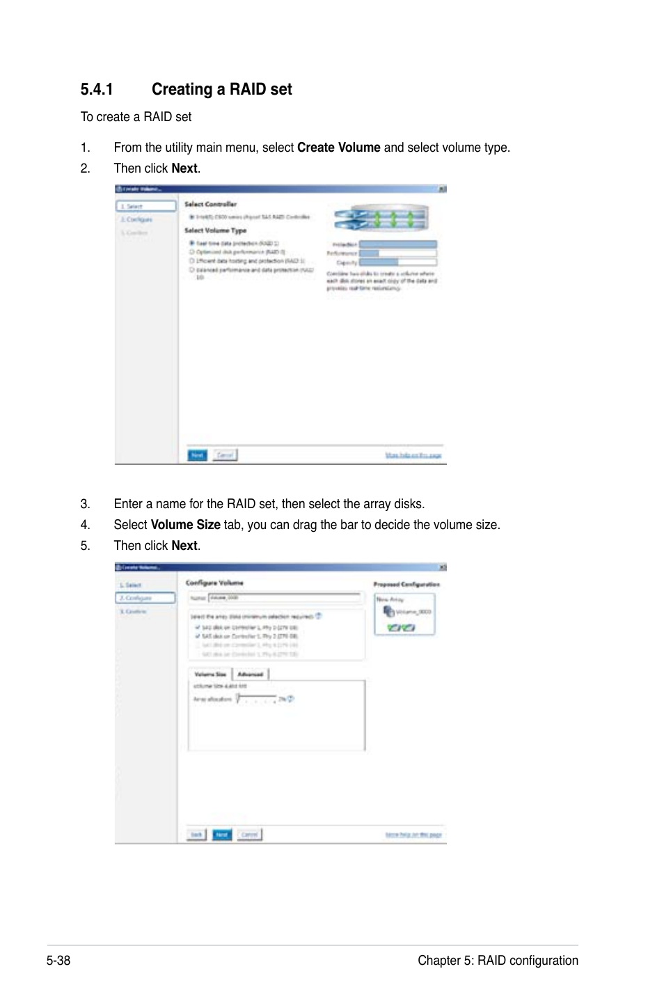 1 creating a raid set, Creating a raid set -38 | Asus ESC2000 G2 User Manual | Page 168 / 226