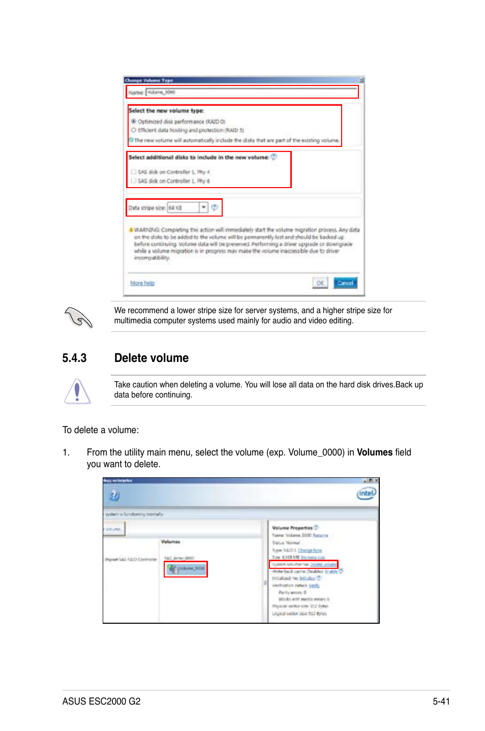 3 delete volume, Delete volume -41 | Asus ESC2000 G2 User Manual | Page 171 / 226