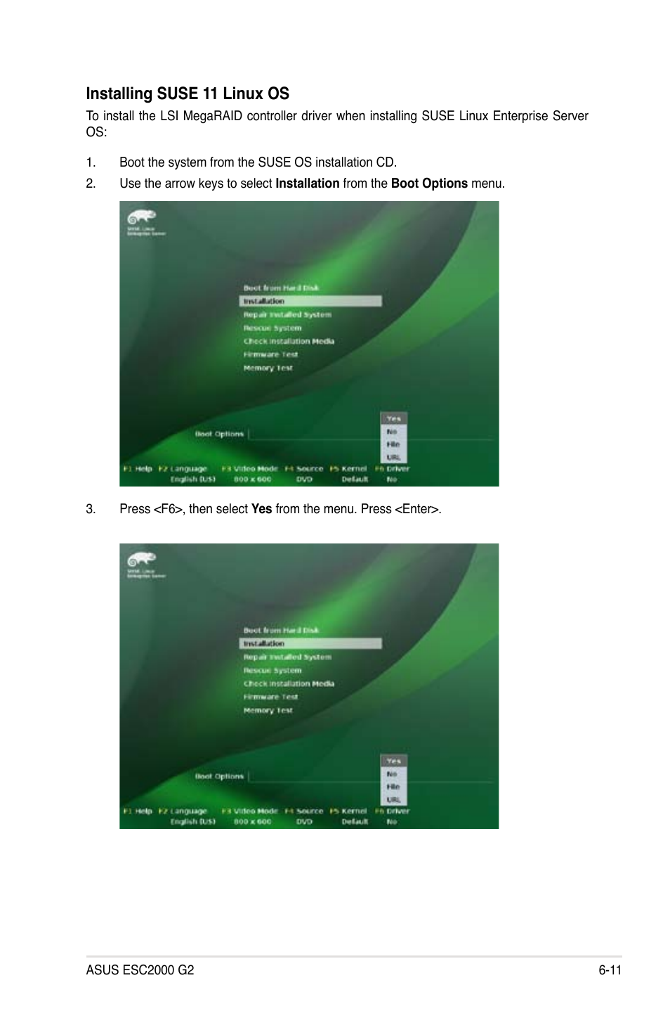 Installing suse 11 linux os | Asus ESC2000 G2 User Manual | Page 185 / 226