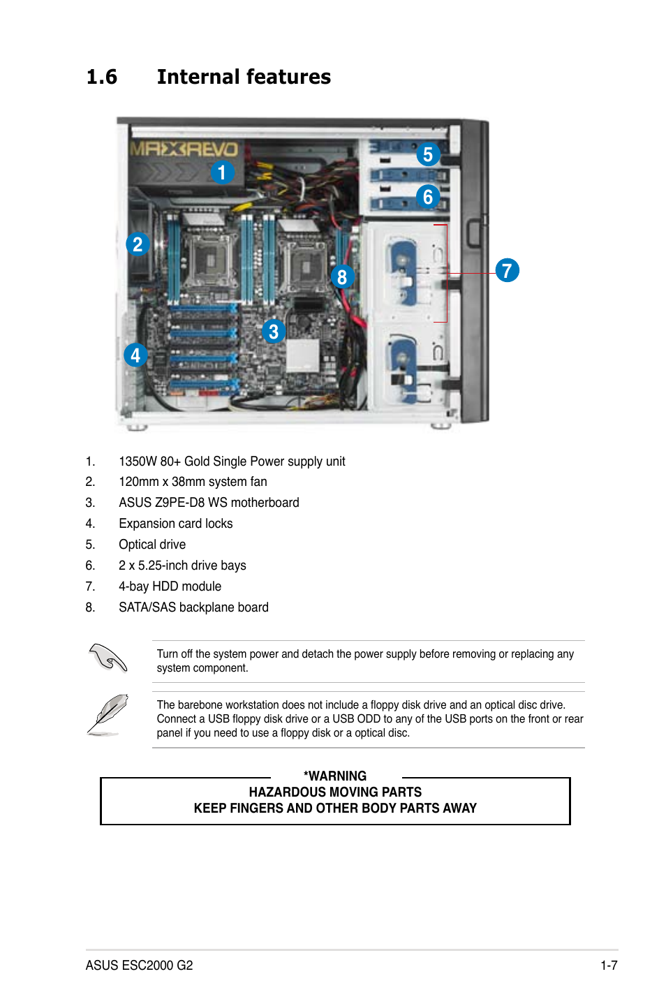 6 internal features, Internal features -7 | Asus ESC2000 G2 User Manual | Page 19 / 226