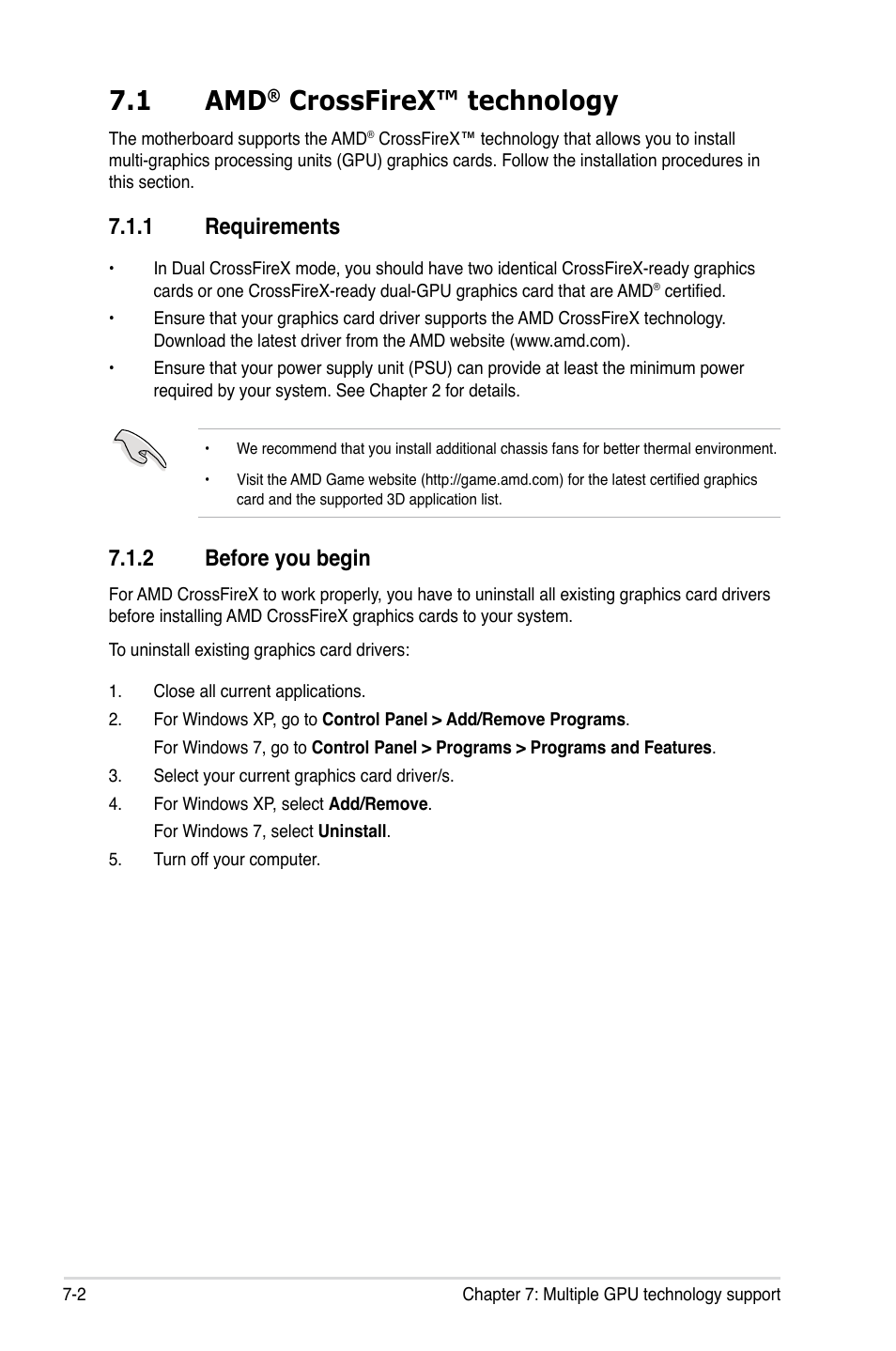 1 amd® crossfirex™ technology, 1 requirements, 2 before you begin | Crossfirex™ technology -2, Requirements -2, Before you begin -2, 1 amd, Crossfirex™ technology | Asus ESC2000 G2 User Manual | Page 216 / 226