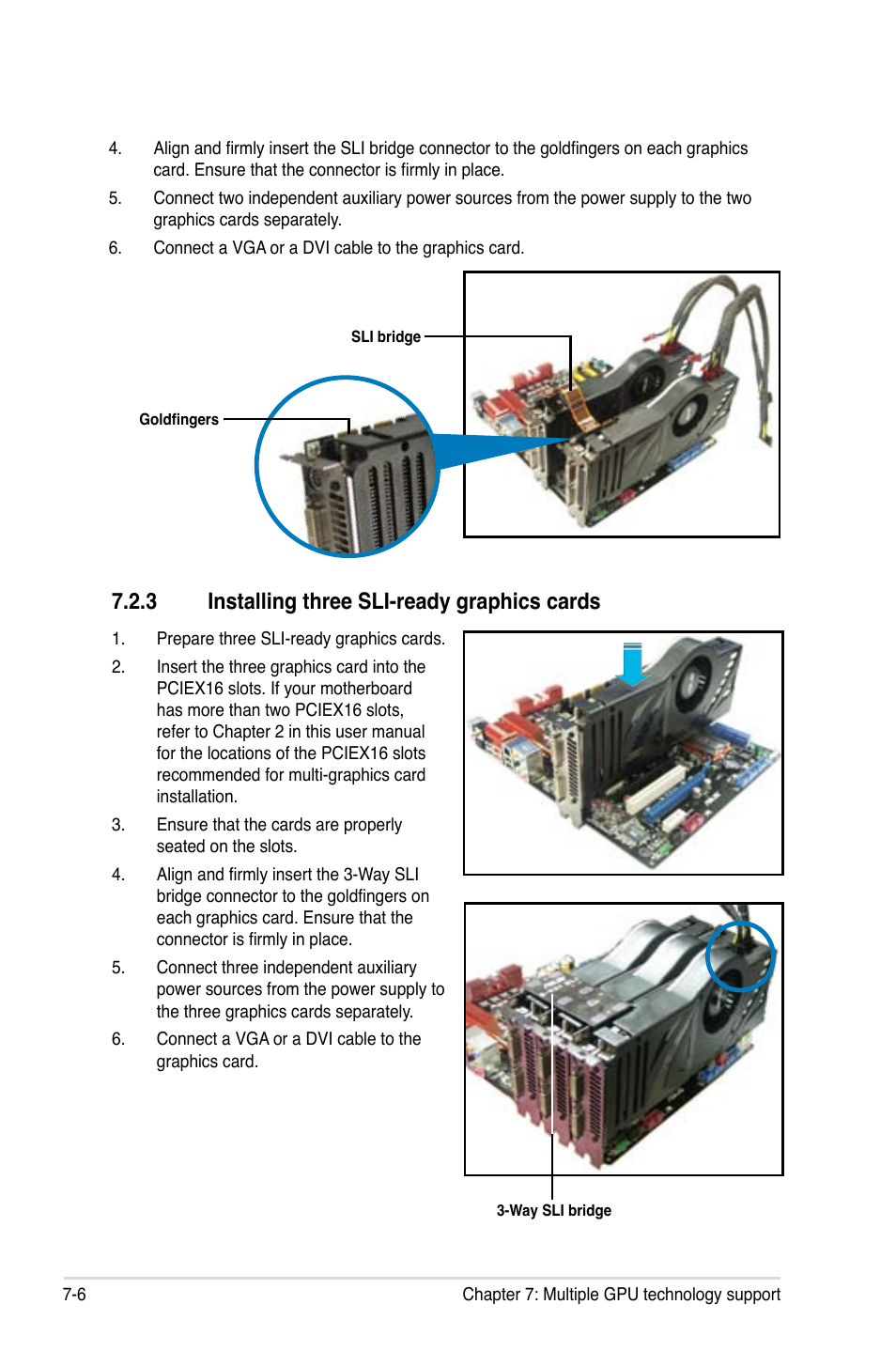 3 installing three sli-ready graphics cards, Installing three sli-ready graphics cards -6 | Asus ESC2000 G2 User Manual | Page 220 / 226