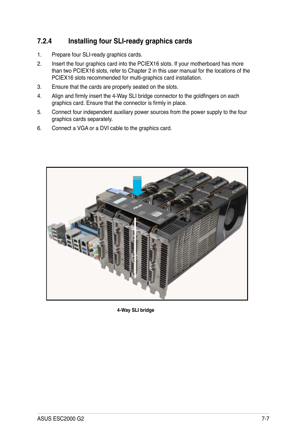 4 installing four sli-ready graphics cards, Installing four sli-ready graphics cards -7 | Asus ESC2000 G2 User Manual | Page 221 / 226