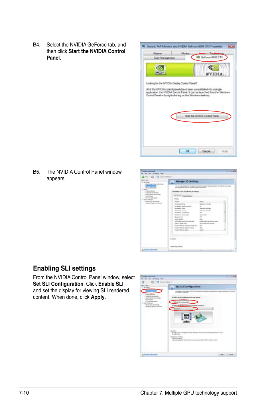 Enabling sli settings | Asus ESC2000 G2 User Manual | Page 224 / 226