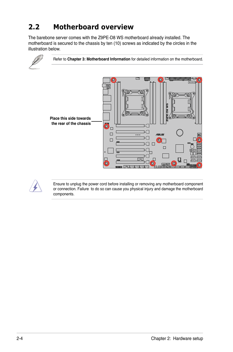 2 motherboard overview, Motherboard overview -4 | Asus ESC2000 G2 User Manual | Page 24 / 226