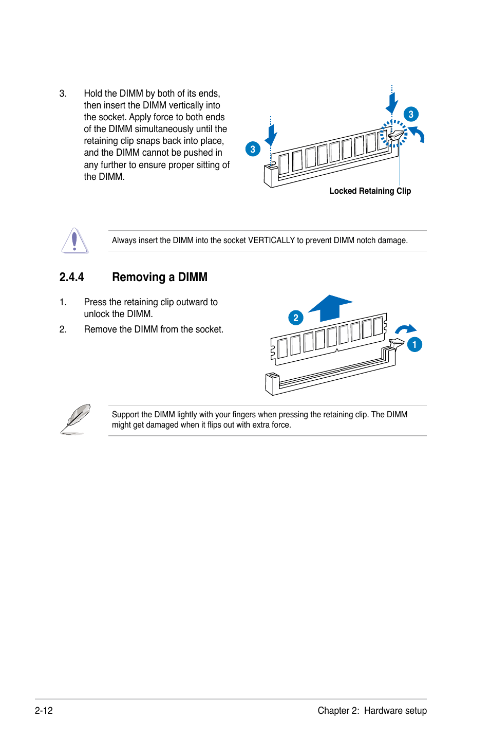 4 removing a dimm, Removing a dimm -12 | Asus ESC2000 G2 User Manual | Page 32 / 226