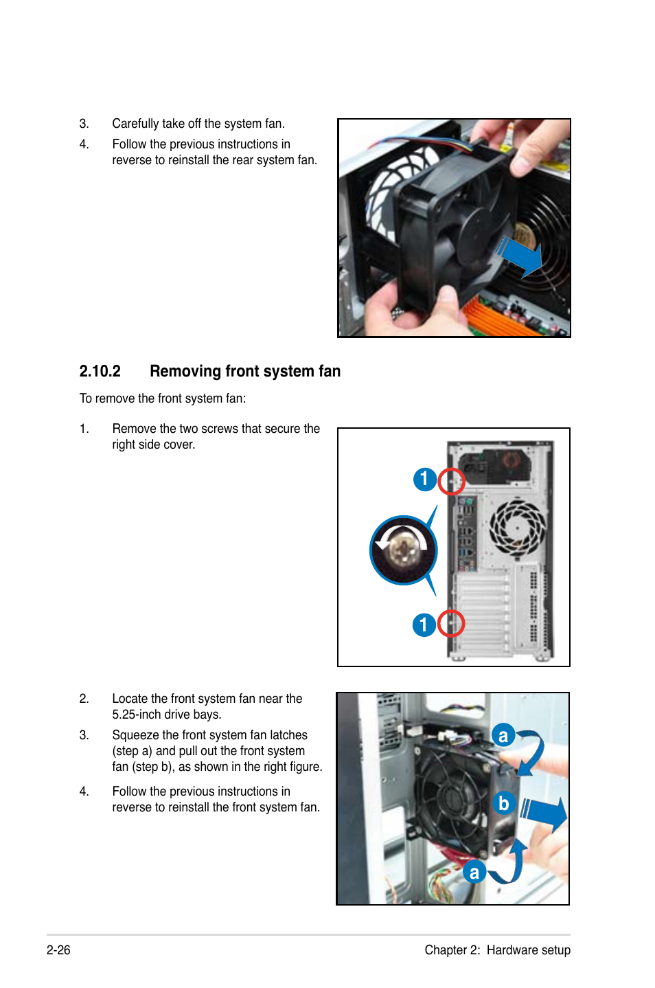 2 removing front system fan, 2 removing front system fan -26, 1b a a | Asus ESC2000 G2 User Manual | Page 46 / 226