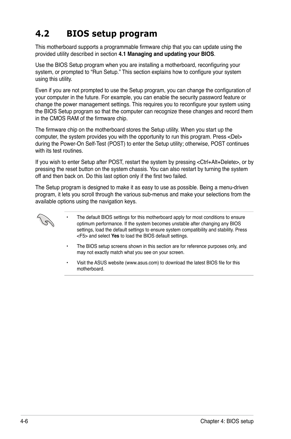 2 bios setup program, Bios setup program -6 | Asus ESC2000 G2 User Manual | Page 82 / 226