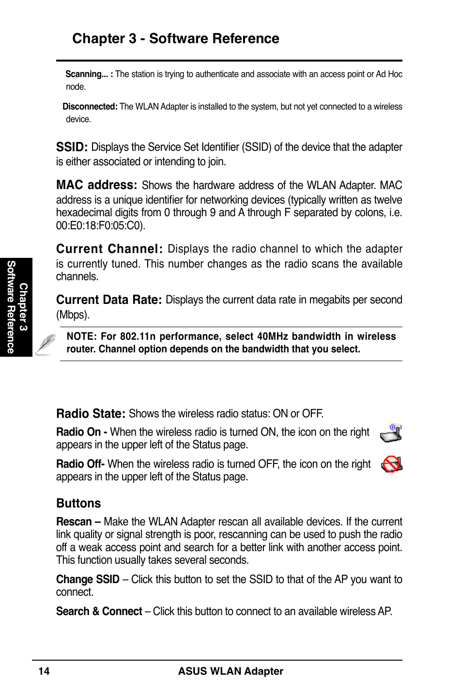 Chapter 3 - software reference | Asus WL-160N User Manual | Page 14 / 38