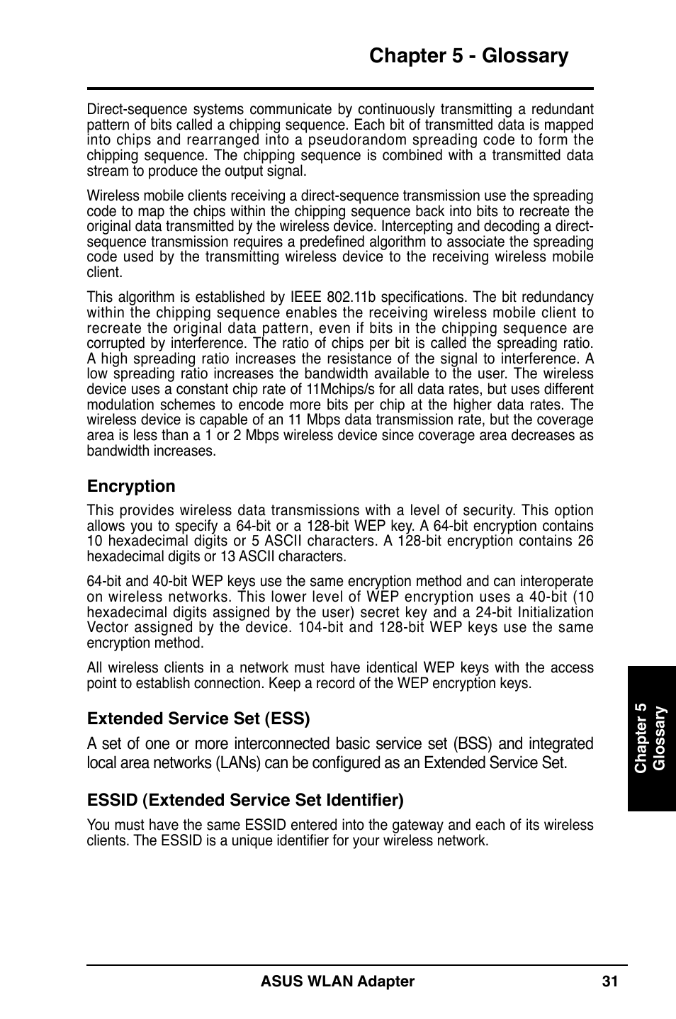 Chapter 5 - glossary | Asus WL-160N User Manual | Page 31 / 38