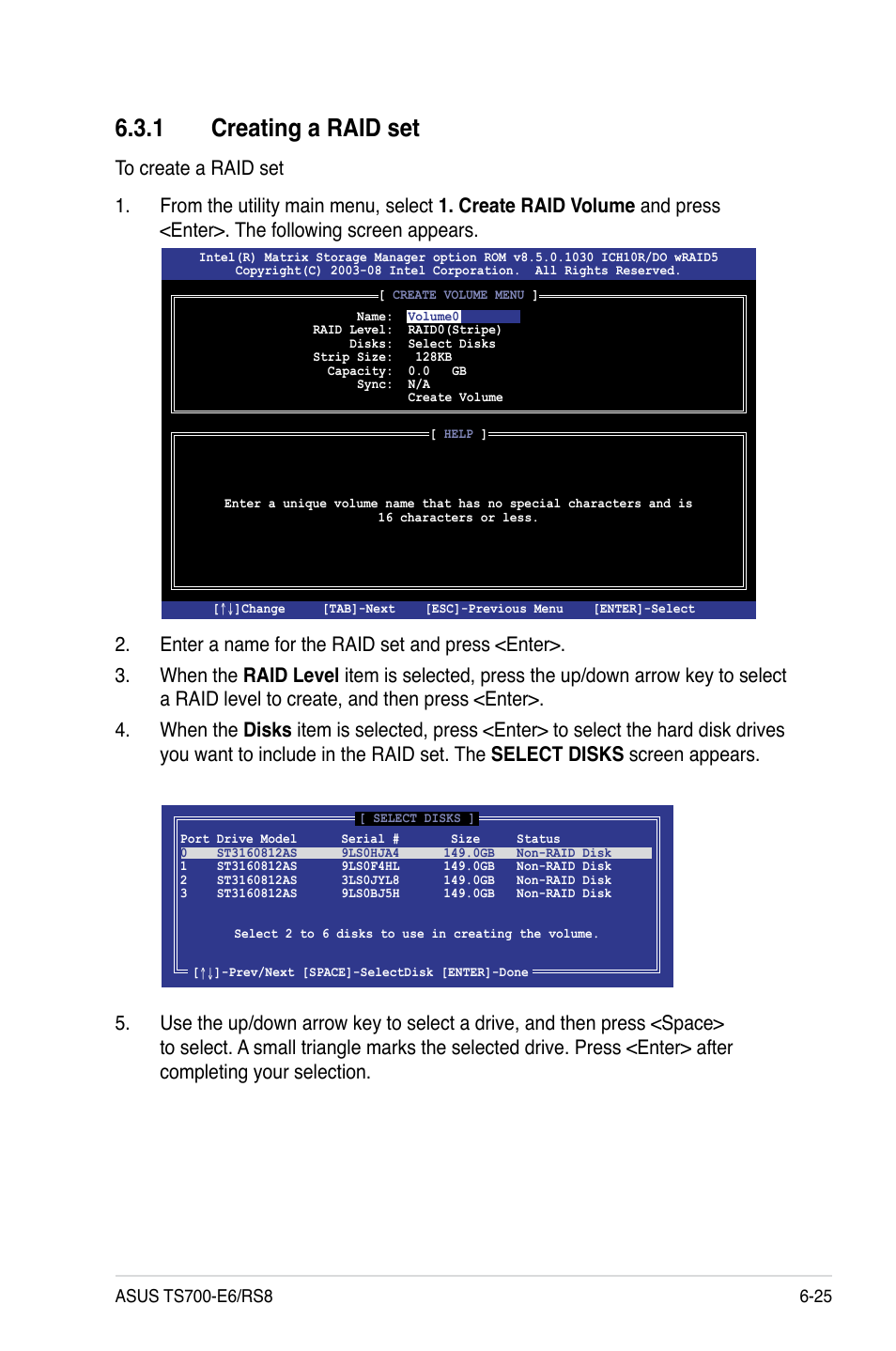 1 creating a raid set, Creating a raid set -25 | Asus TS700-E6/RS8 User Manual | Page 133 / 166