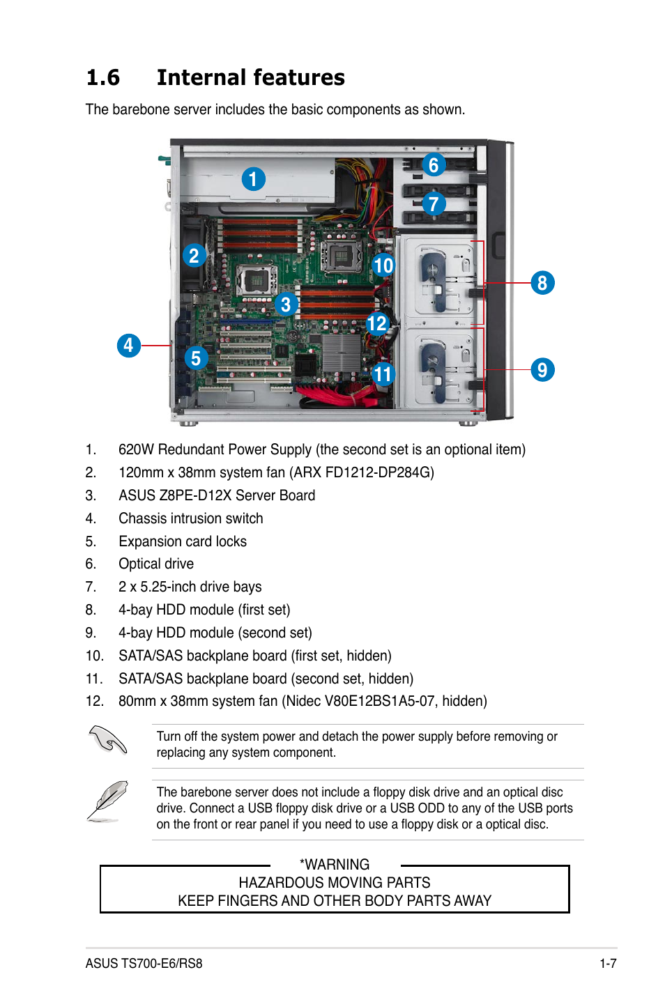 6 internal features, Internal features -7 | Asus TS700-E6/RS8 User Manual | Page 17 / 166