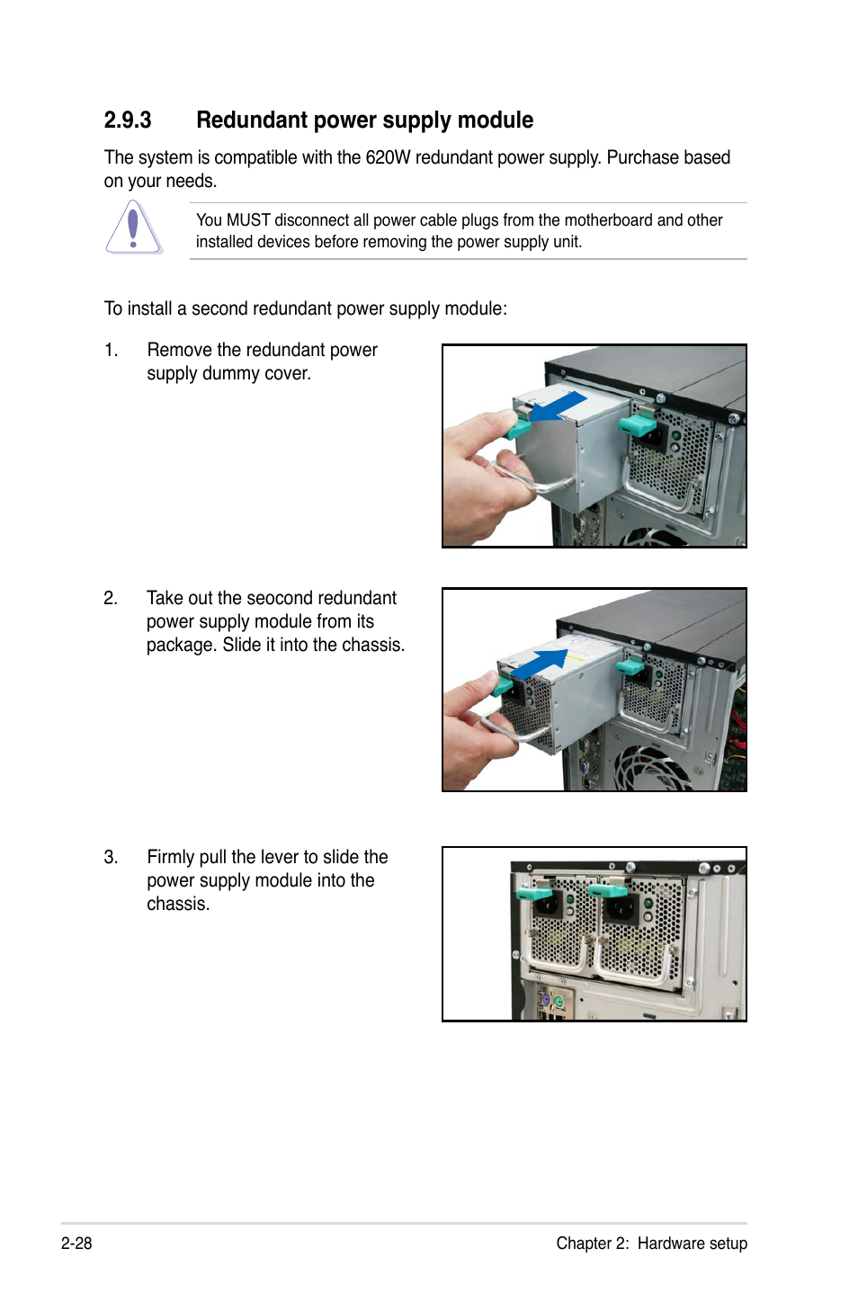 3 redundant power supply module, Redundant power supply module -28 | Asus TS700-E6/RS8 User Manual | Page 48 / 166