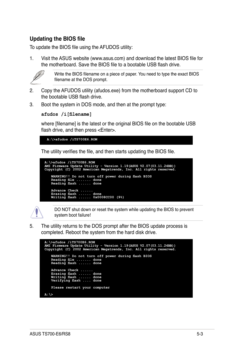 Updating the bios file | Asus TS700-E6/RS8 User Manual | Page 73 / 166