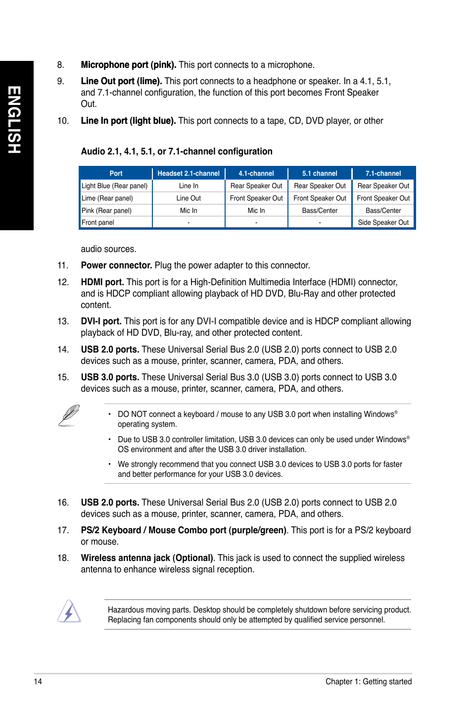 En gl is h en gl is h en gl is h en gl is h | Asus BT1AG User Manual | Page 14 / 77