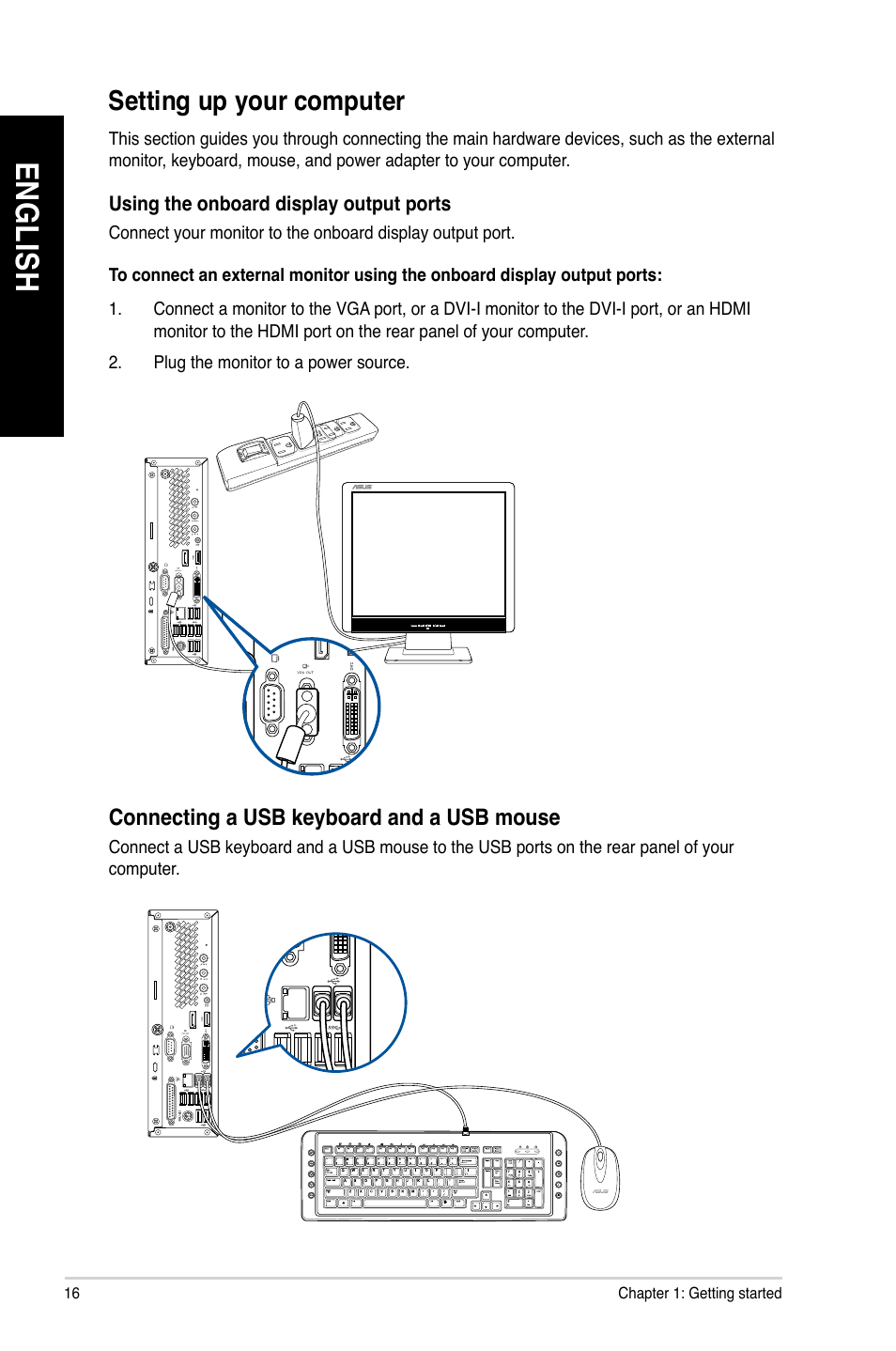 Setting up your computer, En gl is h en gl is h en gl is h en gl is h | Asus BT1AG User Manual | Page 16 / 77