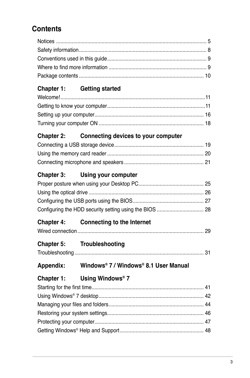 Asus BT1AG User Manual | Page 3 / 77