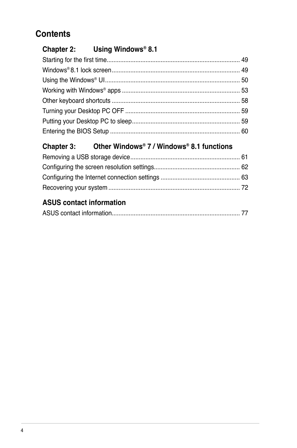 Asus BT1AG User Manual | Page 4 / 77