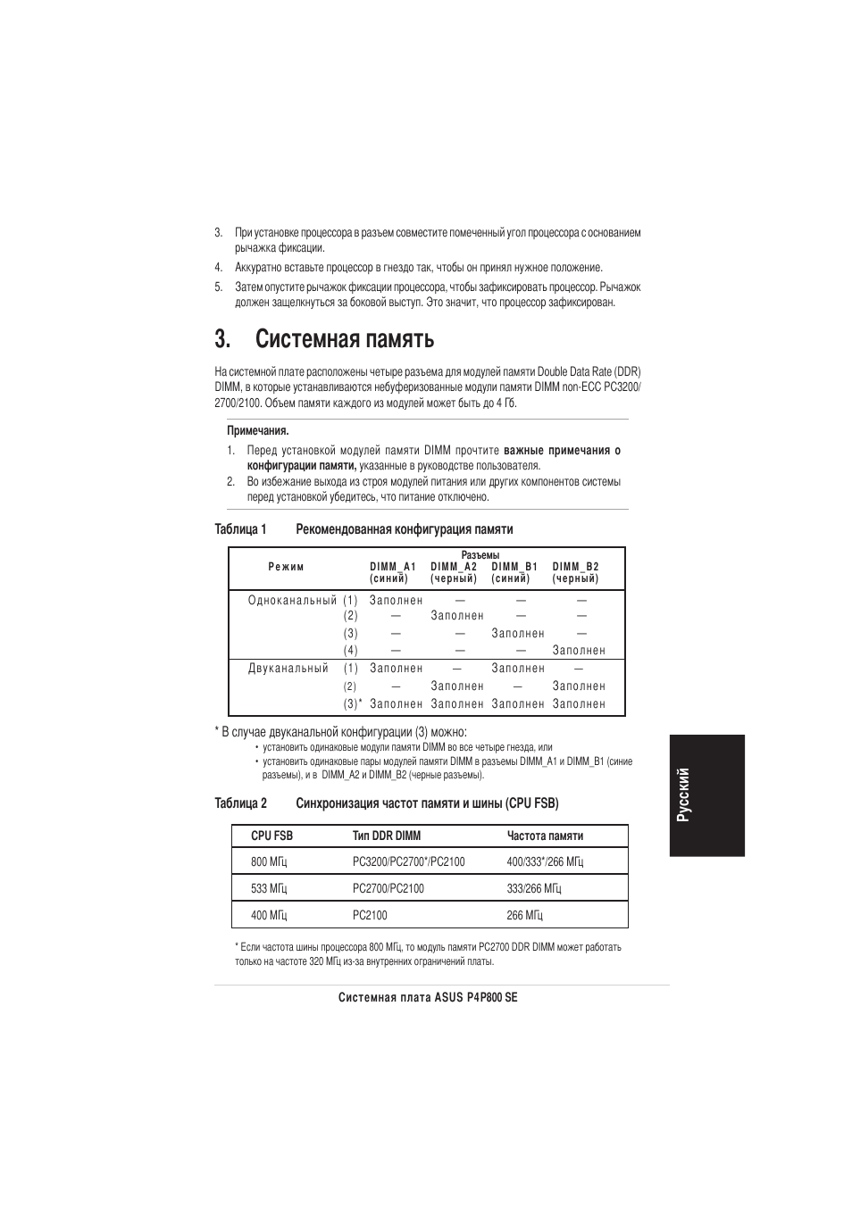 Истемная память | Asus P4P800 SE User Manual | Page 15 / 16