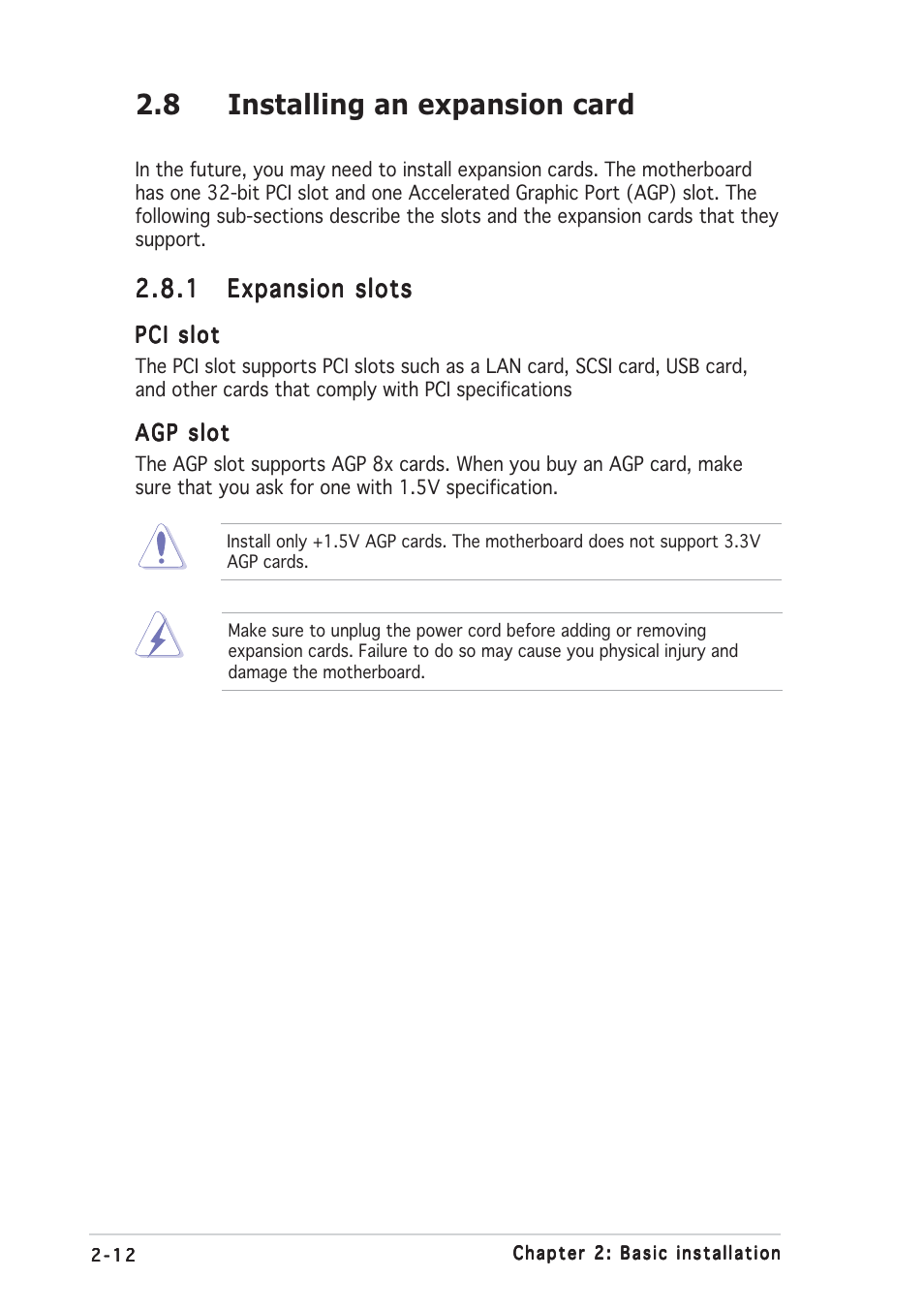 8 installing an expansion card | Asus Terminator A7VT400 User Manual | Page 28 / 98