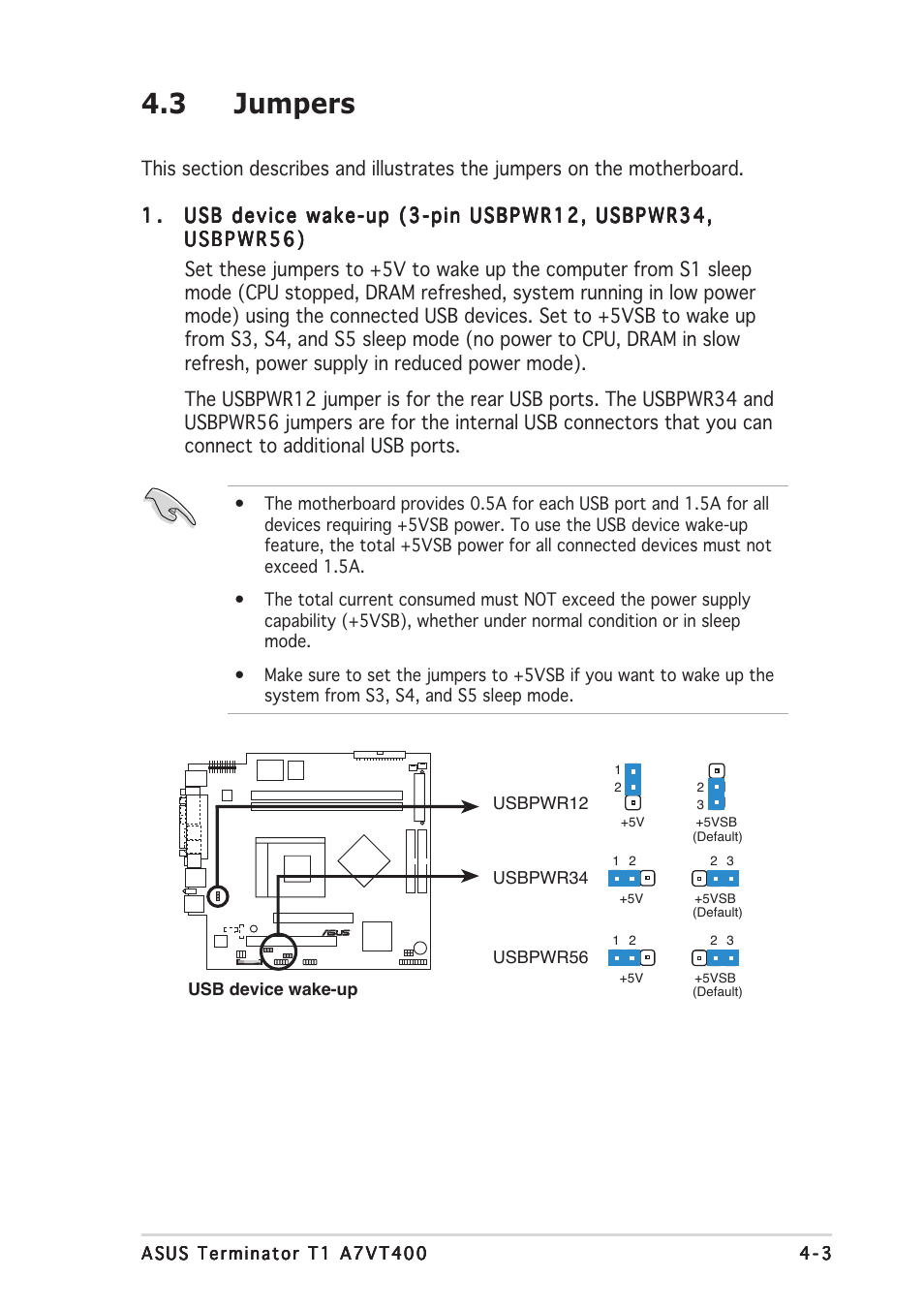 3 jumpers | Asus Terminator A7VT400 User Manual | Page 55 / 98