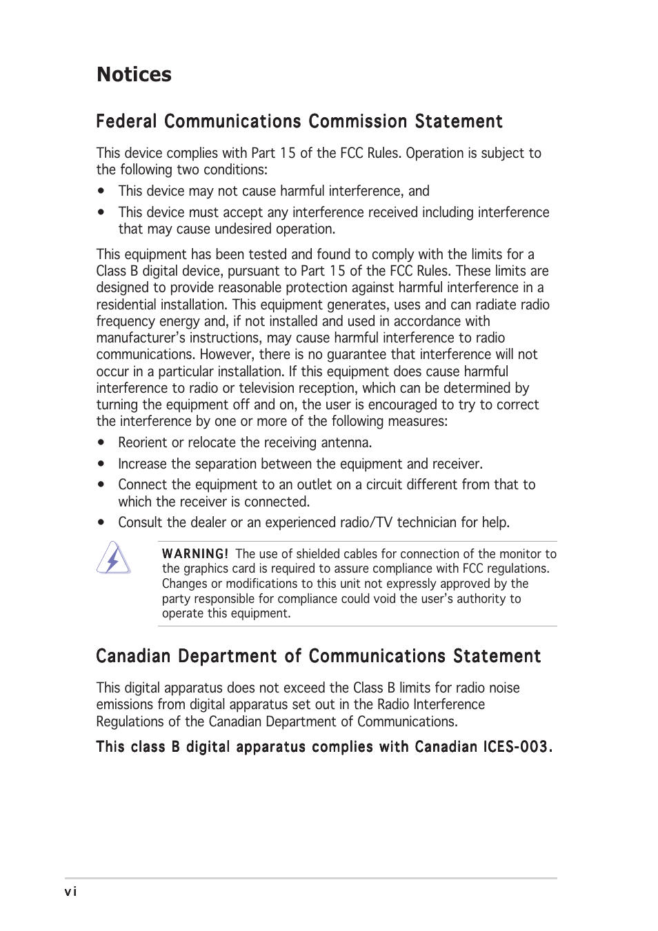 Notices | Asus Terminator A7VT400 User Manual | Page 6 / 98